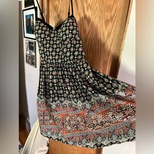 $88 American Rag Cie juniors large smocked back sundress with built in bra cups.